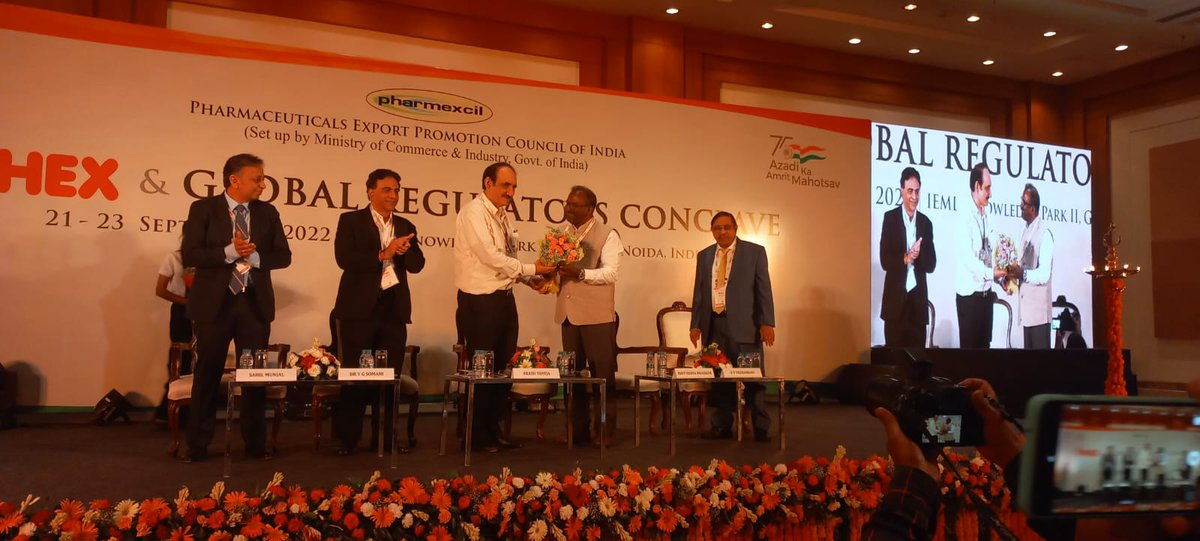 Pharmexcil's tweet photo. SHOW OPENS NOW!
Inauguration ceremony of #iphex2022, 8th International exhibition on #Pharma & #Healthcare Industry & Global Regulators Conclave at @IndiaExpoMartGN.
On the Dias: Udaya Bhaskaran, DG-Pharmexcil, Sahil Munjal, Chairman-Pharmexcil, Dr. VG Somani, DCG, Akash Taneja https://t.co/JXPMSHFGF5