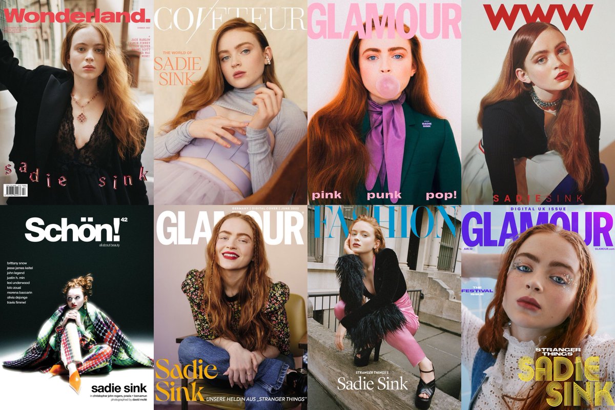 pinksadies's tweet photo. sadie sink 2022s cover girl https://t.co/ETSDbp18R9