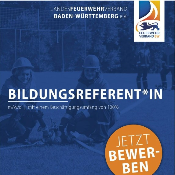 LFV_BW's tweet photo. Die Jugendfeuerwehr BW sucht zum nächstmöglichen Zeitpunkt für die Geschäftsstelle am Sitz des Landesfeuerwehrverbands Baden-Württemberg in Filderstadt-Bernhausen – zunächst befristet auf 2 Jahre – eine(n) Bildungsreferent*in (m/w/d). https://t.co/jEK7ZDMIyV https://t.co/OD37PNuJfN