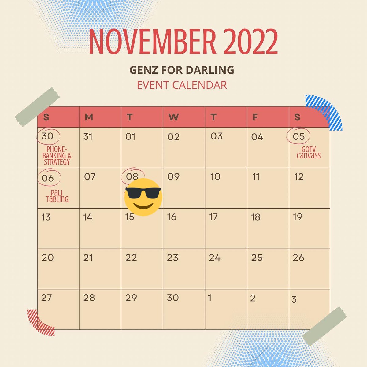 GenZForDarling's tweet photo. event calendar is out🥳!! Dm us for deats https://t.co/2S8cqx3YH7