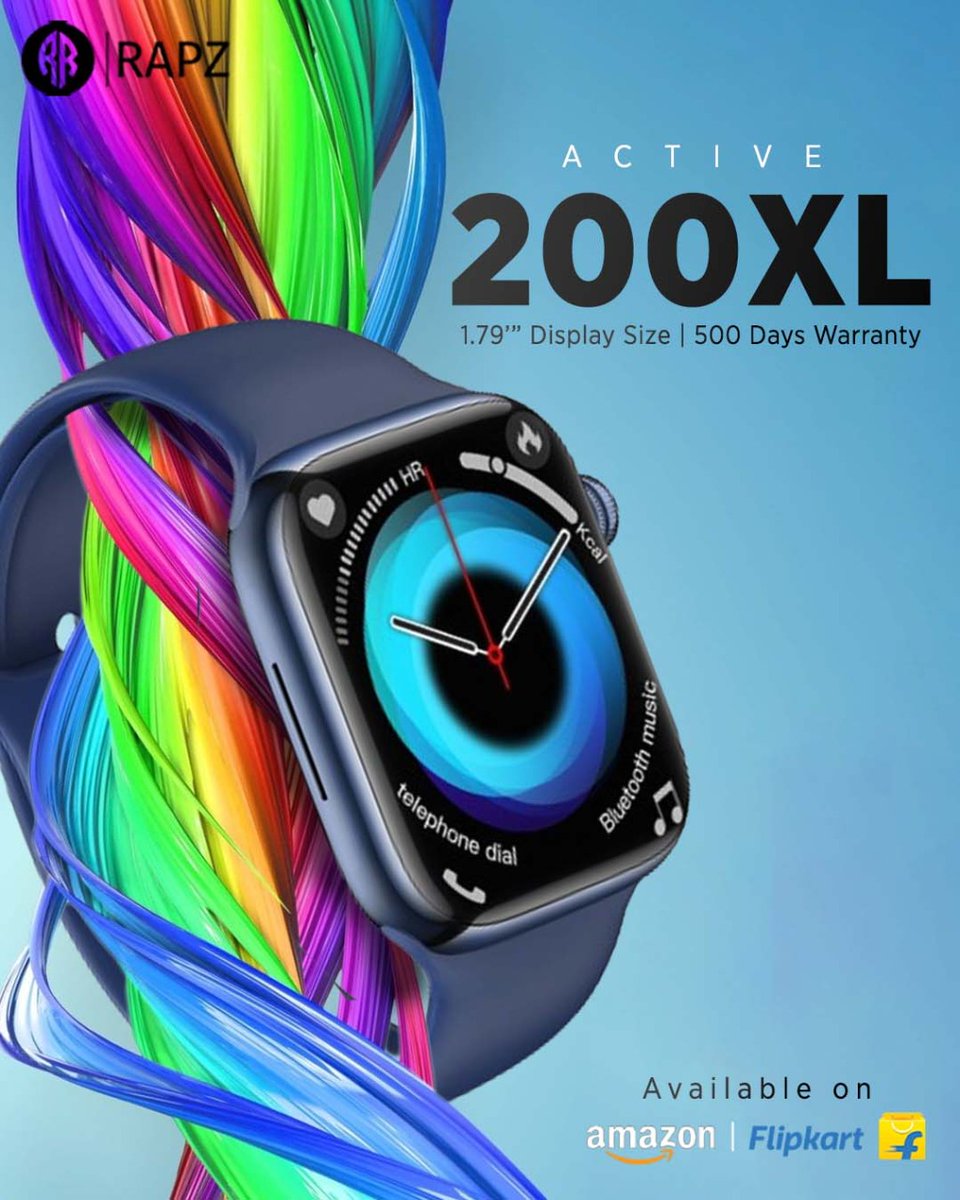 RapzAudio's tweet photo. See everything, clear, crisp and better with 1.79" display of Rapz Active 200XL.
Get yours now from the link in bio.

#rapzwearable  #smartwatch #calingwatch #headphones #audio #wearables #makeinindia #indianbrand https://t.co/dJFBoCrGjG