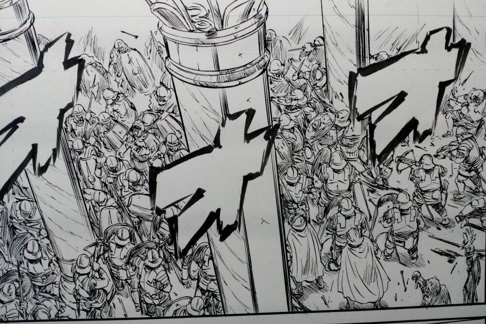 どう楽に描くか構図に悩んだコマ 