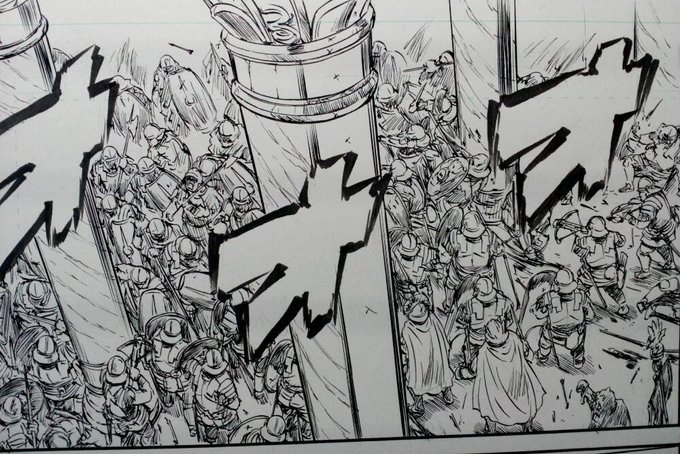 どう楽に描くか構図に悩んだコマ 