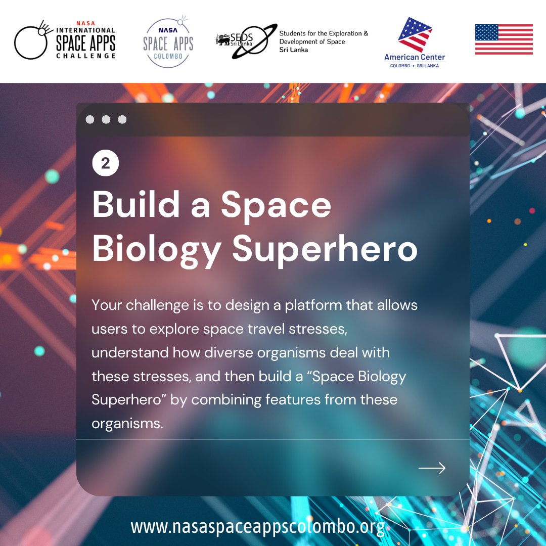 SpaceAppsLK's tweet image. Here we announce the challenges that would be given to the participants for the Hackathon-2022! Hence,
👉🏼 Register Yourself for the location - 2022.spaceappschallenge.org/locations/colo…
👉🏽Make your team
👉🏽Go through the challenges 2022.spaceappschallenge.org/challenges/
👉🏽Get prepared  
#SEDSSL #SPACEAPPS #COLOMBO