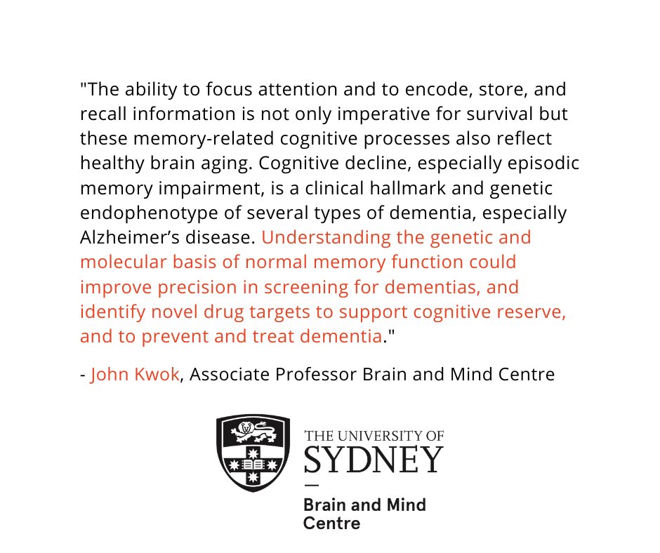 BrainMind_Usyd's tweet photo. #ResearchAlert for #DementiaActionWeek ➡ BMC researchers have been part of an international collaborative network that contributed 53,637 participants to identify common genetic variants associated with verbal episodic memory. 

Learn more: https://t.co/KxGxKIL5Ot https://t.co/aUYzV7HbIC