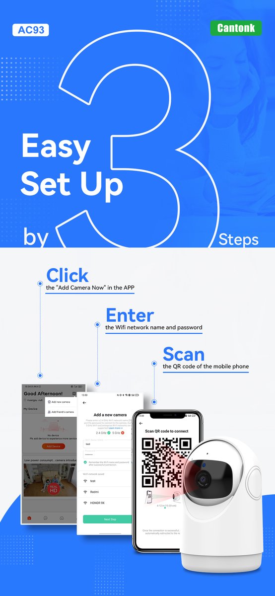 cantonkchina's tweet image. Refuse complicated steps. Easy set up by only 3 steps. Come and have a try. #easyconnection #setup #smartcamera #smarthome #ipc