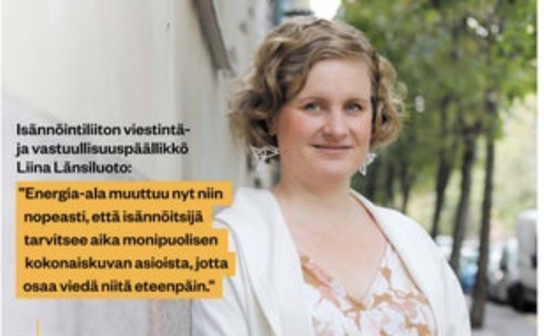 ”Energia-ala muuttuu nyt nopeasti. Isännöitsijä tarvitsee monipuolisen kokonaiskuvan energia-asioista, jotta osaa viedä niitä eteenpäin. Siksi kouluttautuminen kannattaa”, sanoo <a href="/LiinaLansiluoto/">Liina Länsiluoto</a> <a href="/mediaplanetfi/">Mediaplanet Finland</a>

#isännöinti #taloyhtiö #energia

rakennamme.fi/taloyhtio/talo…