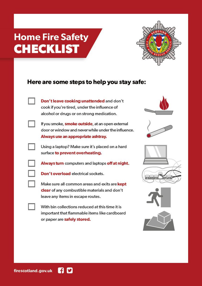 Make sure you have working smoke and heat alarms. Test them once a week.
Download our CHECKLIST:
rb.gy/p7eieb
For more info get Your Guide to Fire Safety:
rb.gy/m1no5x