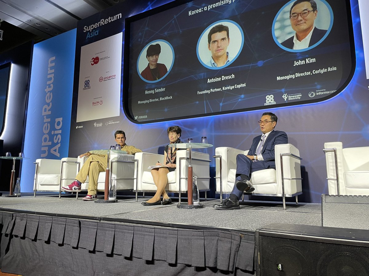 SuperReturn's tweet photo. How has Korea’s mid-market performed since the pandemic and where can LPs find good deals?

henny sender, John Kim and Antoine Dresch discuss the opportunities Korea present for LPs.

#SRAsia https://t.co/yrY22Bfvyv