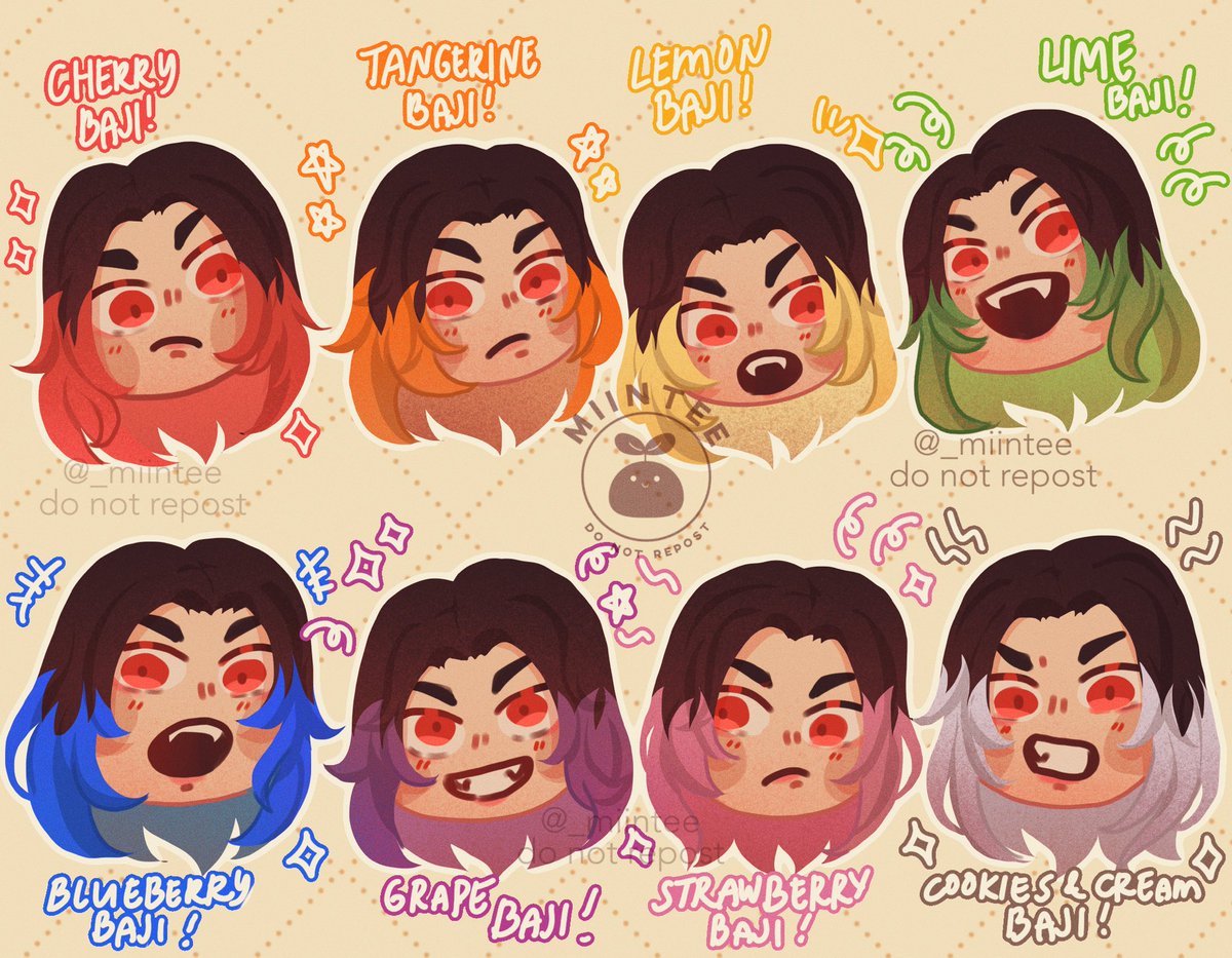 _miintee's tweet photo. oh but baji’s dyed hair in diff colors tho https://t.co/s78wBcWTaj