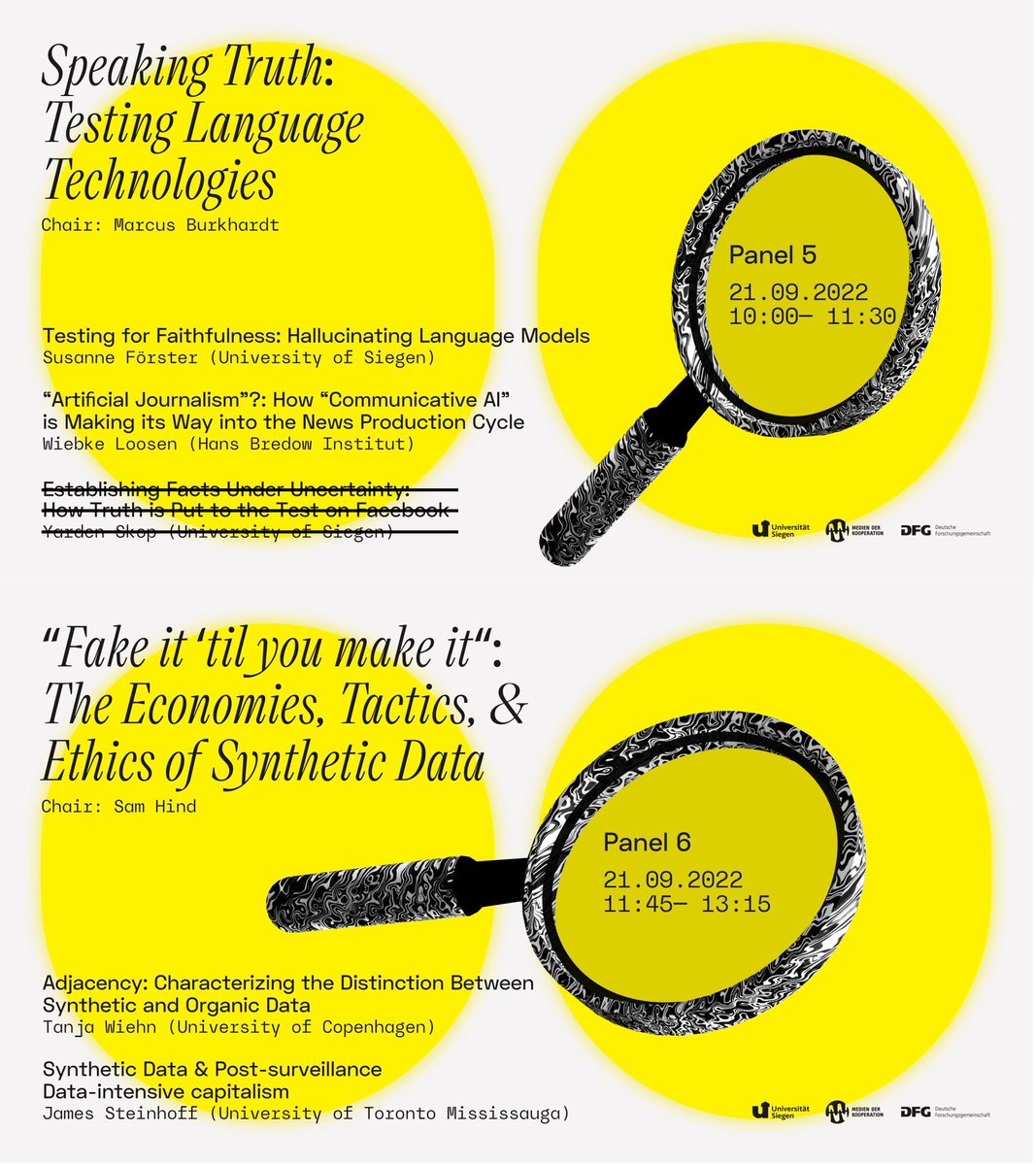 Marcus Burkhardt (@bumatic) on Twitter photo The third and final day of #testing in the #wild starts at 10am with presentations that span from hallucinating language models to the use of AI in journalism and the synthesis of data. Unfortunately, the talk by <a href="/skoopit/">YarSk</a> cannot take place. Join us here: bit.ly/3C38ujC The third and final day of #testing in the #wild starts at 10am with presentations that span from hallucinating language models to the use of AI in journalism and the synthesis of data. Unfortunately, the talk by <a href="/skoopit/">YarSk</a> cannot take place. Join us here: bit.ly/3C38ujC