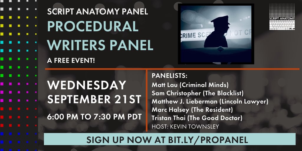 Syeeel's tweet image. If you've been wondering about the writing beind your favorite long-running cop, doctor, crime, or lawyer series' tune into our next panel TONIGHT! #screenwritingtwitter #writingtv #prewga #screenwriter #writerpanel #amwriting #scriptchat #writerslife #tvwriter