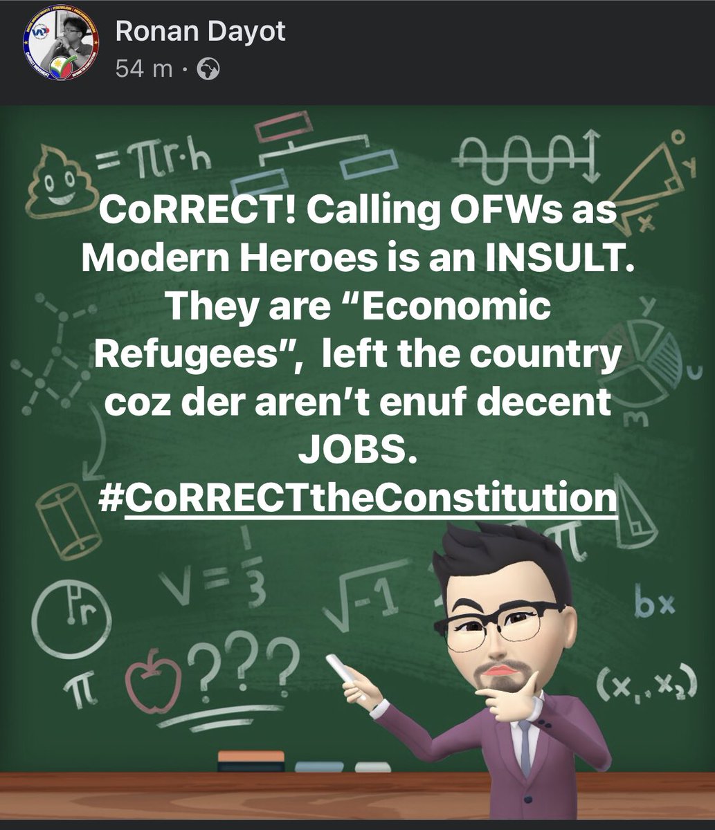 Ronanpbd's tweet image. It’s a Scapegoat from finding a genuine systemic solution to improve the lives of our fellow Filipinos, that will encourage them not to leave, i.e., thru #EconomicLiberalization #OpenFDI

#ConstitutionalReform NOW!
Let’s #CoRRECTtheConstitution