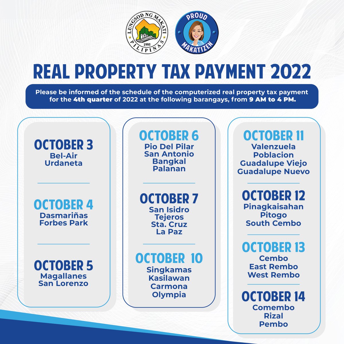 Mayora Abby on Twitter "Here is the schedule of the computerized real property tax payment for