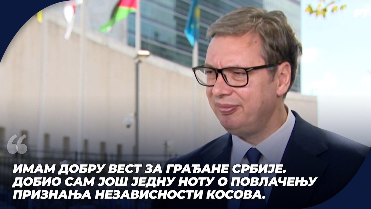 sns_srbija's tweet photo. Имам добру вест за грађане Србије. Добио сам још једну ноту о повлачењу признања независности Косова. 🇷🇸🇷🇸🇷🇸 #Vucic @avucic #SNS #Srbija https://t.co/DTOAf0nK9y