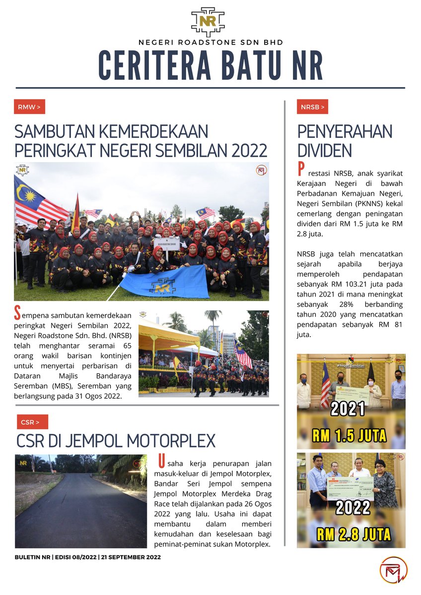 negeriroadstone's tweet photo. BULETIN NR | EDISI 08/2022 | 21 SEPTEMBER 2022
#ceriterabatunr #nrsb https://t.co/7DOJwJXCno