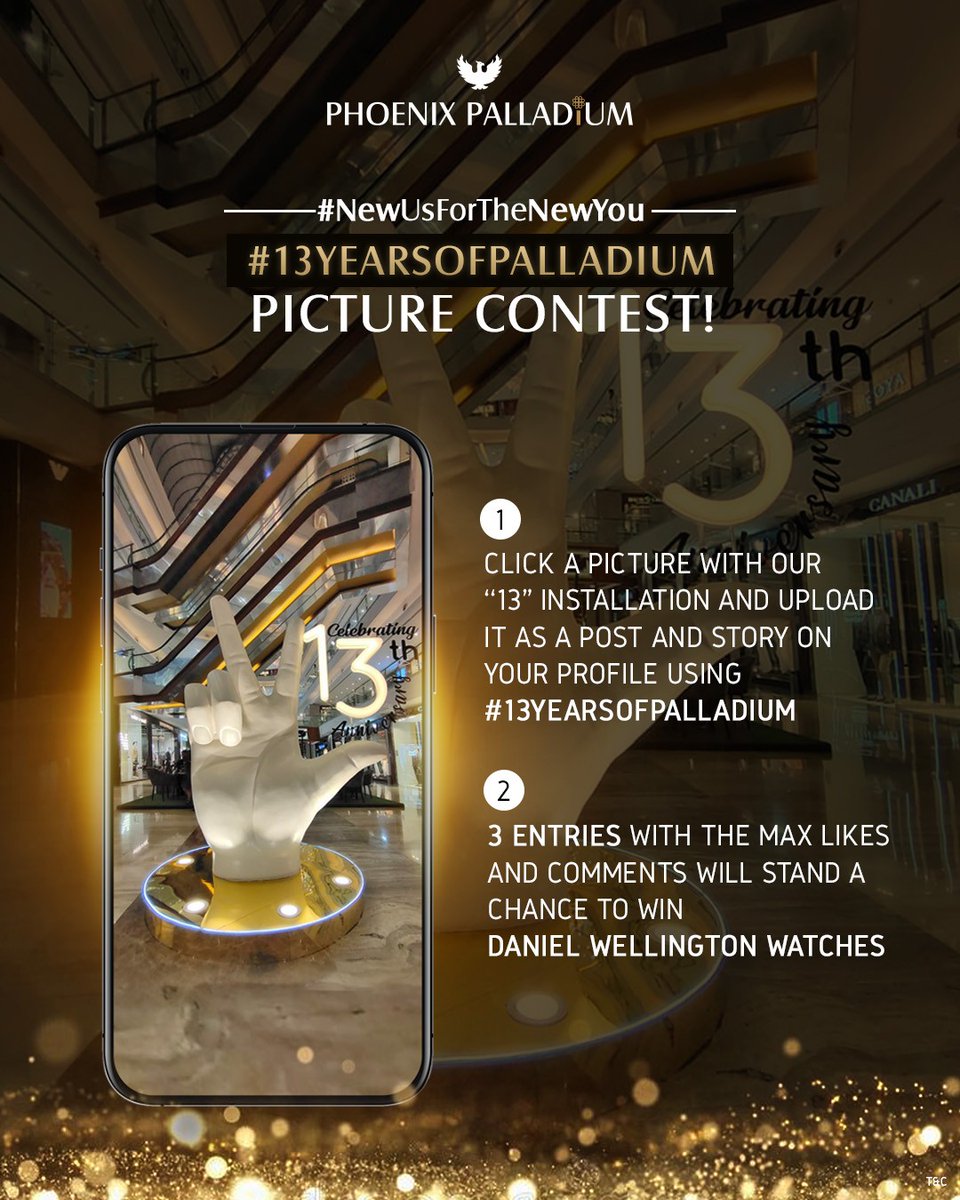 gophoenixing's tweet photo. CONTEST ALERT🎁
Snap snap, it's time to celebrate!​
As we celebrate #13YearsOfPalladium, we've brought you a grand contest with stylish DANIEL WELLINGTON watches up for grabs!​
#PhoenixPalladium #NewUsForTheNewYou #PictureContest #Contest #ContestAlert #ContestMumbai #Mumbai https://t.co/Woio3XThw1