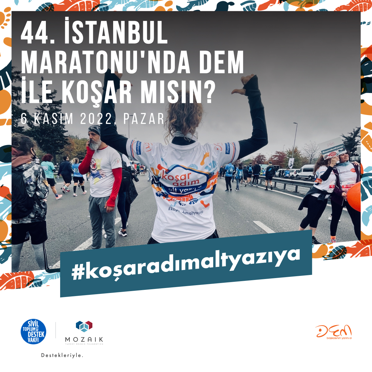 6 Kasım 2022 Pazar İstanbul Maratonu'nda #koşaradımaltyazıya diyoruz! 

Sağır/işitme engelli bireylerin filmler gibi görsel-işitsel ürünlere eş erişimi için ayrıntılı alt yazı hakkına dikkat çekiyoruz. 

Bizimle koşmak istersen linkteki formu doldur: forms.gle/9VC6BPDhH7hVrH…