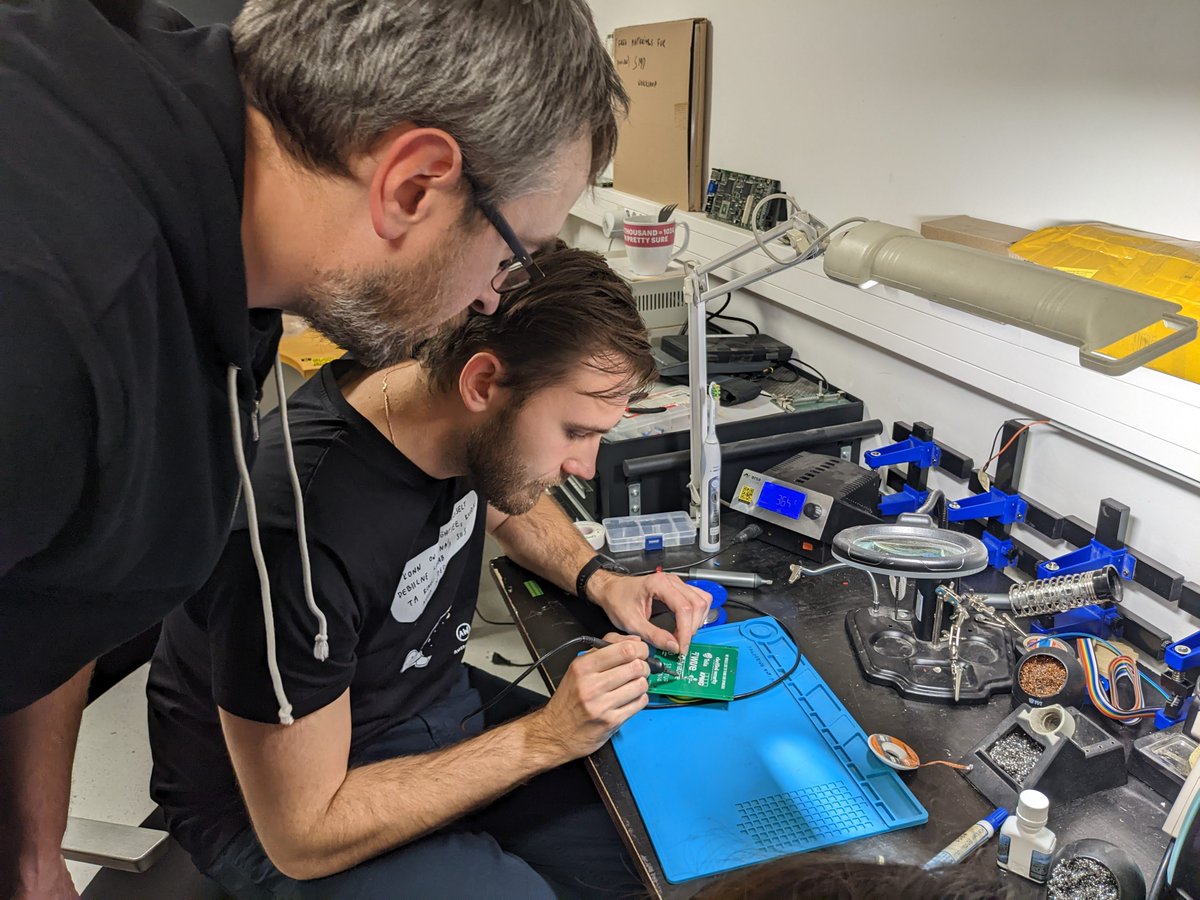 bsidesTLL's tweet photo. Yesterday evening our awesome team of organisers and volunteers got together to solder the first 20 badges at https://t.co/NdBl33eCwi. 
Soldering stations are waiting for you at the event! https://t.co/Lk4rqadUo7