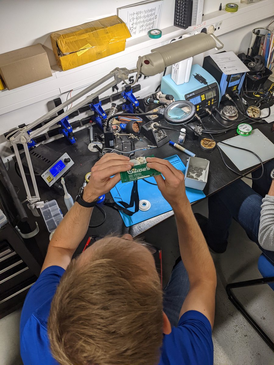 bsidesTLL's tweet photo. Yesterday evening our awesome team of organisers and volunteers got together to solder the first 20 badges at https://t.co/NdBl33eCwi. 
Soldering stations are waiting for you at the event! https://t.co/Lk4rqadUo7