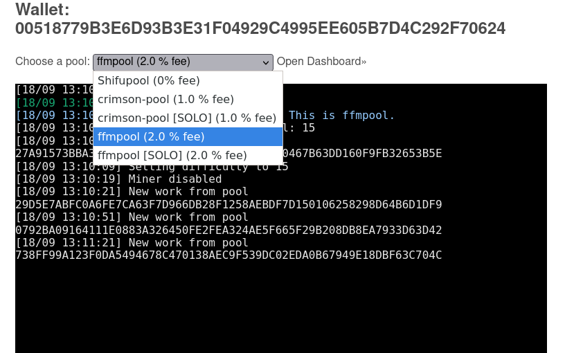 pdn_pandanite's tweet photo. 📢New feature to Webminer!📢
https://t.co/IEK0BcT5Du 

Mine to other pools with webminer. ⛏️
"Open Dashboard" link to directly go to the selected pool's dashboard. 
See: https://t.co/kFB7rgSrHG for example.

#mining #cryptocurrency #blockchain #crypto #Bamboo #bmbnetwork https://t.co/QIpeIY7fj5