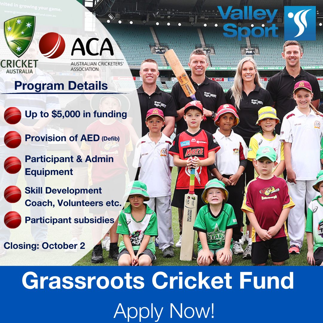 Has your local cricket club applied for the Grassroots Cricket Fund yet?

The program can provide assistance across a range of areas for your clubs coaches, volunteers and players. 

 bit.ly/3S11MzK

#sport #juniorsport #grassrootscricketfund #cricket #volunteers