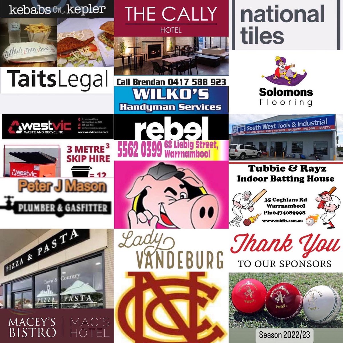 nestlescc's tweet photo. The Nestles Cricket Club would like to thank the following Sponsors for their ongoing support, as we look forward to season 2022/23 🏏👏🏼
#teamfactory1944 https://t.co/wMW6OYyGlC