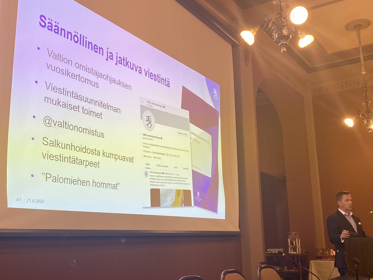 Finanssineuvos Petri Vihervuori <a href="/valtionomistus/">VNK omistajaohjaus</a> kuvailee omistajaohjauksen suunnitelmallista viestintää - ja yllättäviä tulipaloja, joihin tulee reagoida. Tuttu tilanne viestinnän tekijöille!  <a href="/ProComRy/">ProCom ry</a> #kestäväkehitys #vastuullisuus #viestintä