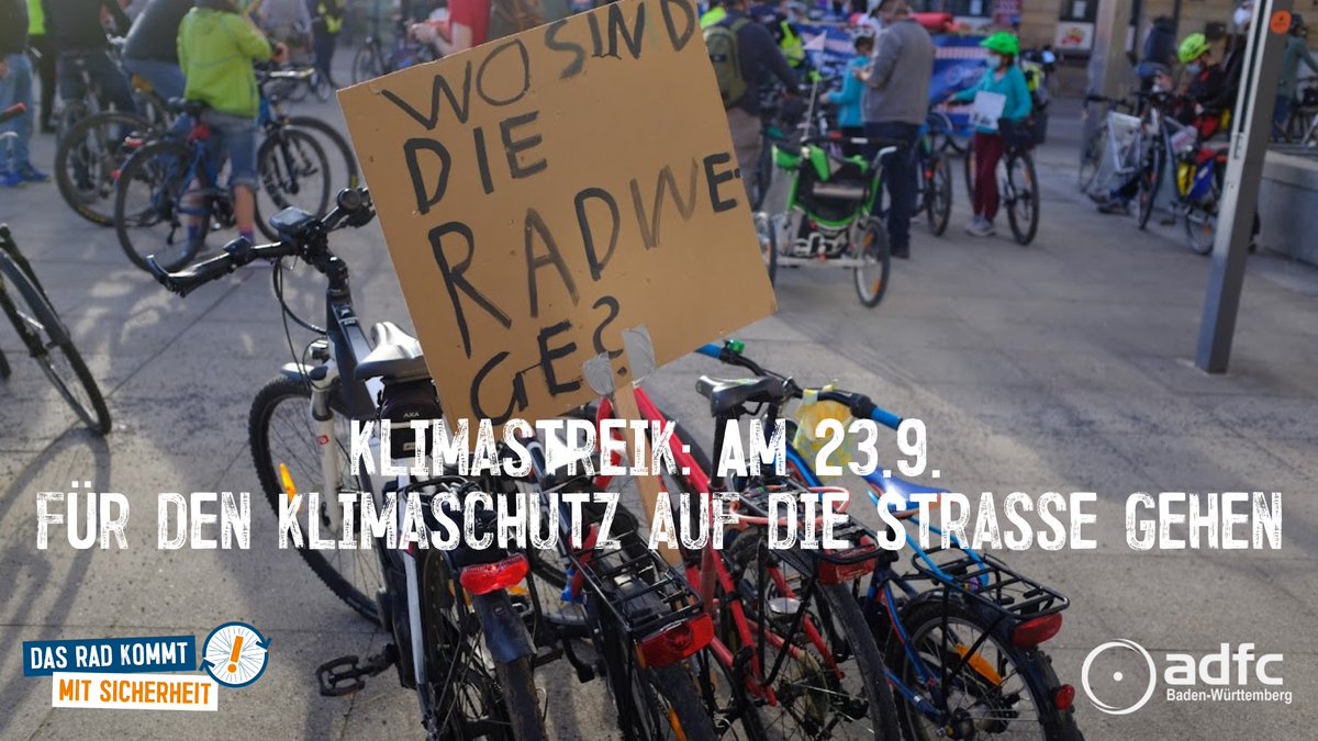 Das #Fahrrad ist die Antwort!
Gemeinsam mit vielen Tausend Menschen gehen wir am 23. September erneut auf die Straße und setzen ein Zeichen für die #Verkehrswende und den #Klimaschutz. 
Alle Demo-Orte:  
👉 klima-streik.org
#PeopleNotProfit #FridaysForFuture