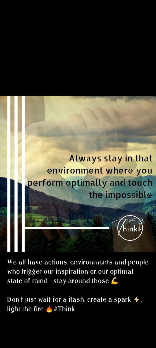 Thinktively's tweet photo. We all have actions, environments and people who trigger our inspiration or our optimal state of mind - stay around those
Don't just wait for a flash, create a spark , light the fire #think #energy #team
#Best_me_best_you https://t.co/sWsi2gqxGd