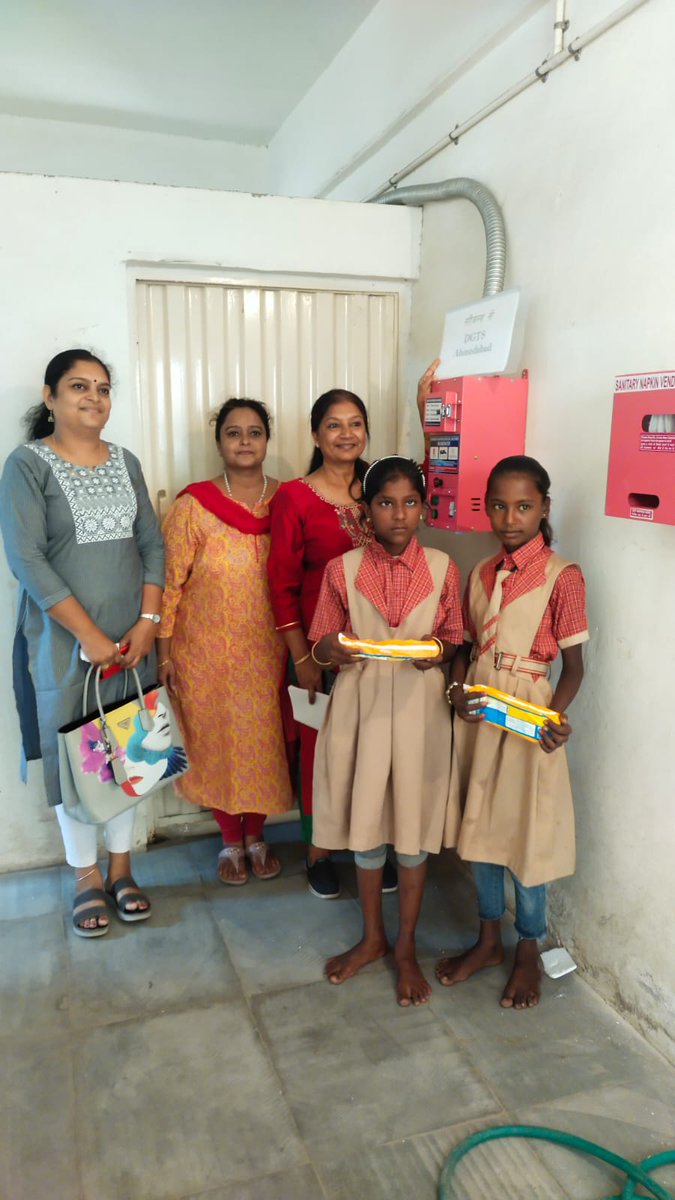 AhmedabadDgts's tweet photo. Under Swachhta Action Plan of CBIC, DGTS, Ahmedabad on 20.9.2022 got installed RO Water Machine, Sanitary Napkin Dispenser &amp; Sanitary Napkin Incinerator &amp; distributed sanitary napkins to the girls student of Gota Govt. school, Ahmedabad https://t.co/ZZUbtfXfX0