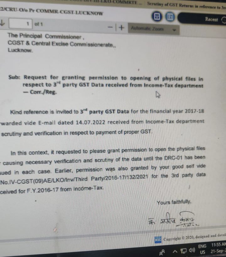 aiceia_lko's tweet photo. Again @cgstluckzone @CGST_LUCKNOW is giving permission to open physical files for investigation without any valid reasons. It is against the govt policy. It encourages corruption&amp; harassment of taxpayers. @cbic_india @nsitharaman @narendramodi @DoPTGoI @DrJitendraSingh @dgovcbic https://t.co/ApTmZg7zsU