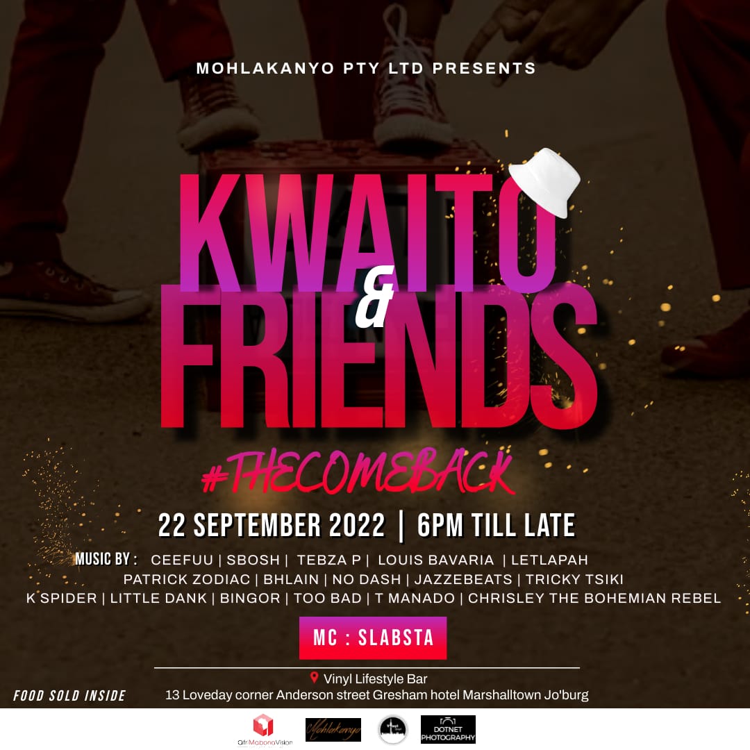 Season 2 of #KwaitoAndFriends continues and the love for Kwaito keeps growing as we experience new artists and welcome new cool friends.😎 Check us out kaosane ko <a href="/vinyllifestyle/">Vinyl Lifestyle Bar</a> from 6pm till late 🤙🏾

Free Entry | Food &amp; Refreshments sold inside | Good Music
