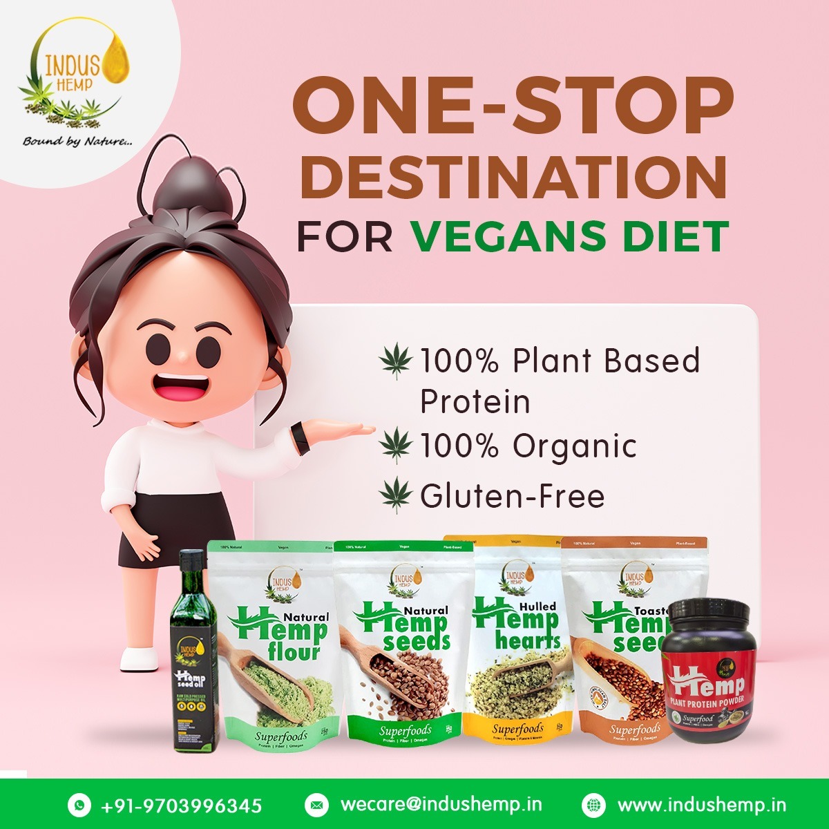 Hello #Vegans! Worrying 😟 about very less options that you got to #eat? No worries🥳, You can now blend your #diet 🥗 with #hemp products. #Indushemp will be the one-stop destination that will get you covered with all the #nutrients of a #vegandiet. Isn't that wonderful?