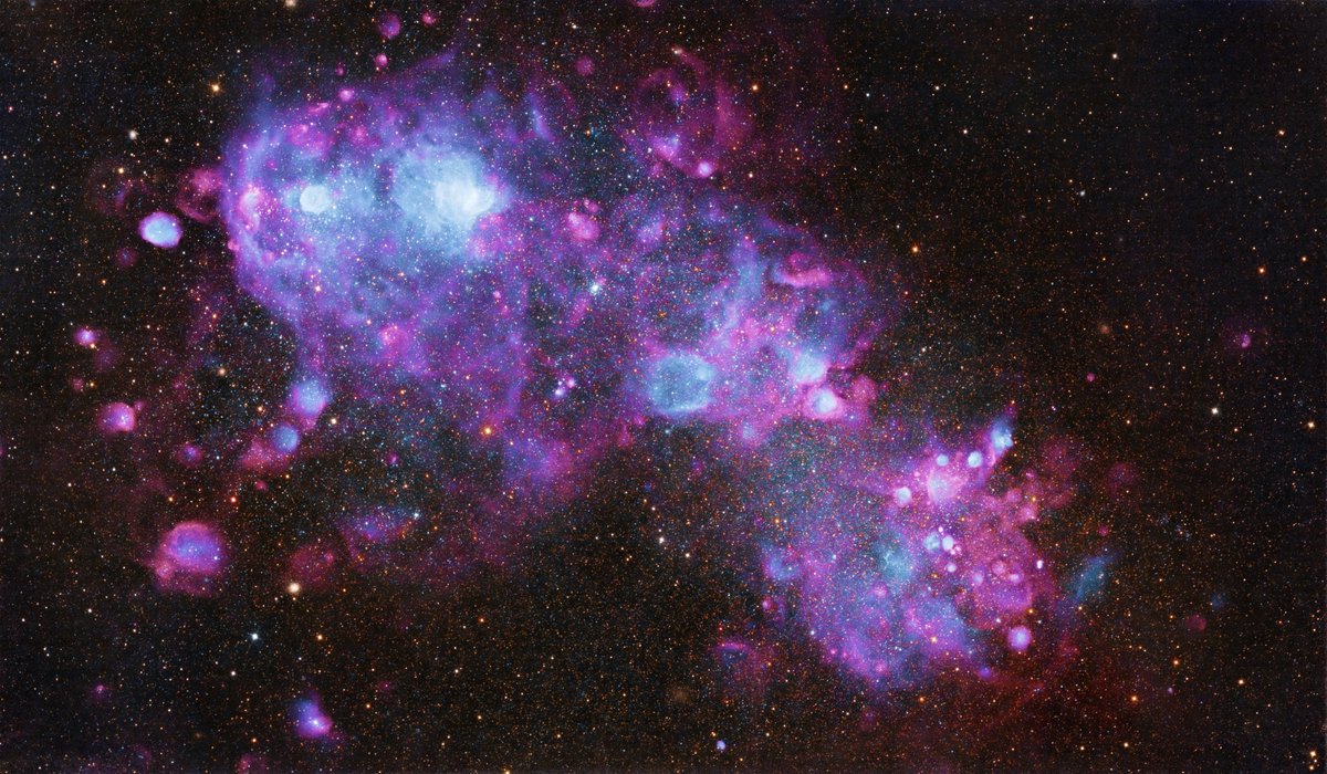 Image of the Small Magellanic Cloud from T71 Ha 35 x 300sec, OIII 31 x 300sec, SII 30 x 300sec APP, Photoshop, Starnet++V2, NIK noise reduction Ha = 80 red/20blue, OIII = 50Green/50blue, SII = 100red/50green