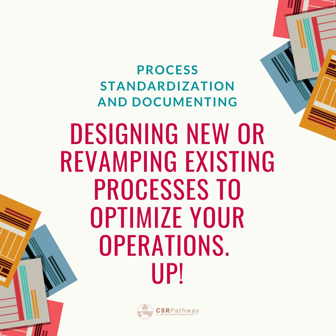 CSRpathway's tweet image. Standardizing processes can improve operational performance, reduce costs, facilitate communication, and incorporate expert knowledge.

#sundaychecklist #sundayfunday #newweek #newgoals #CSRPathway #CSR #pathway #sustainablegrowth #businessgrowth #consultingservices