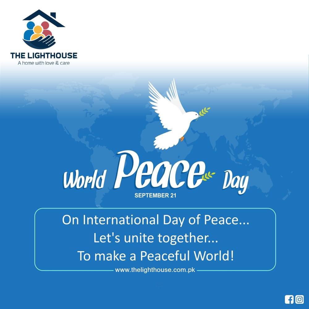 Let's unite together to make a peaceful world! 

International Peace Day, 21st September.

#TheLighthouse #WorldPeaceDay #peaceandlove #PeaceDay #orphancare #orphanage #peace
