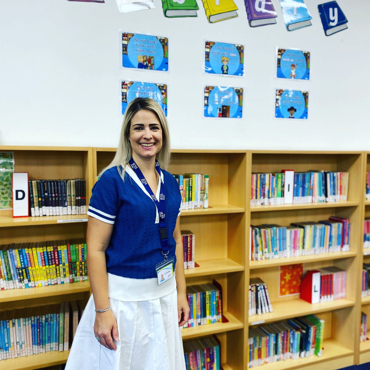 JESSPrimaryLRC's tweet photo. We are absolutely delighted to introduce Lucinda Maree, our new Assistant Librarian! Mrs Maree has been busy these past couple of weeks getting to know the children. Pop in to say hello 👋 ✨🥳🎉#jessreads #jessdubaischool #jesscommunity #jesslibrary https://t.co/JGcq6TtdP5