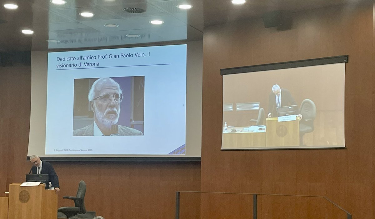 karine_palin's tweet photo. #ISoP2022Verona is starting with a high level presentation by Bernard Bégaud and thoughts dedicated to our dearly missed ❤️‍🩹 Prof Giampaolo Velo within #Eu2P consortium. https://t.co/8OXcPv4Vvb