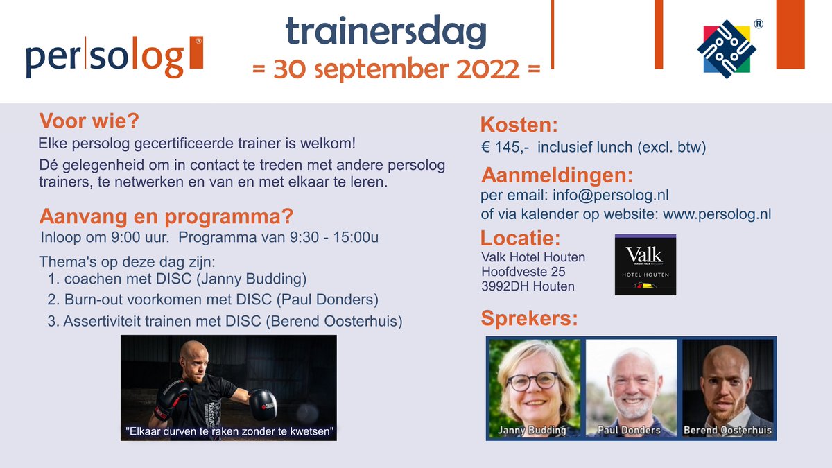 persologNL's tweet photo. Aanmelden voor de persolog trainersdag is nog steeds mogelijk. Doe het nu! https://t.co/GkavkNWxo0