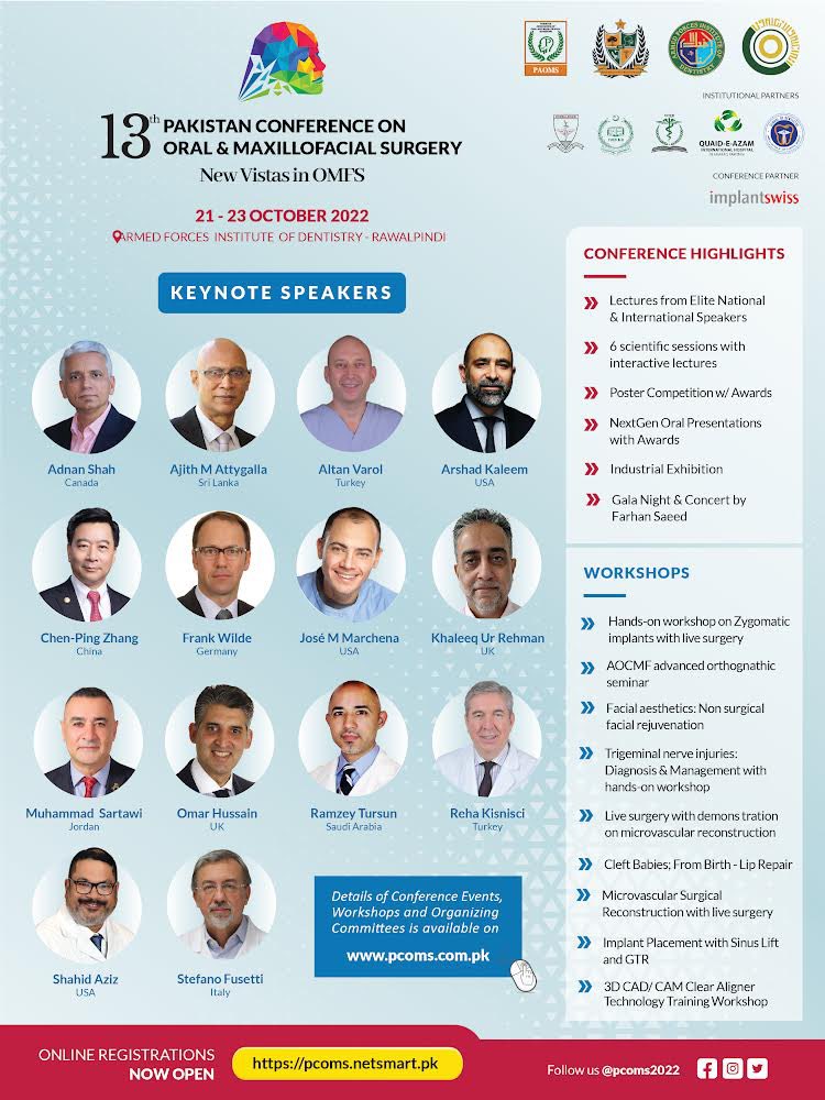 PCOMS2022's tweet photo. We are less than a month away from #pcoms2022
PCOMS is the annual destination for all OMFS professionals for a vast exchange of ideals, knowledge as well as technology exhibits to improve your practice. Save the date and be part of the #BiggestOMFSEventOfPakistan https://t.co/gQd635DpAN
