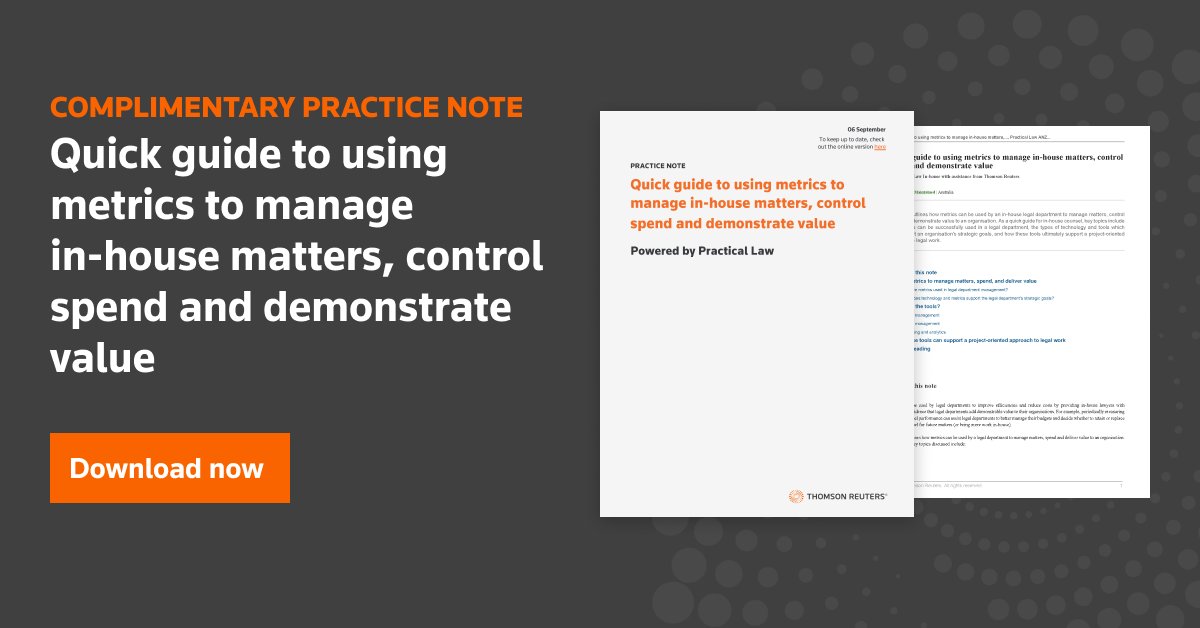 Metrics can be incredibly powerful for improving efficiencies, reducing costs and adding demonstrable value to an organisation for legal department operations. Download our quick guide on how to take full advantage of key metrics in a legal department. ow.ly/BWGo50KOIJl
