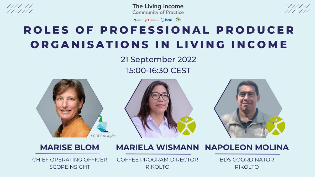 Our #webinar is today! 💻 Join us, <a href="/rikolto/">Rikolto</a>, and <a href="/ISEALalliance/">ISEAL</a> at 15:00 CEST for our discussion on how professional farmer organizations can help their members reach a #livingincome!

Learn more and sign up here 👉 us02web.zoom.us/meeting/regist…
