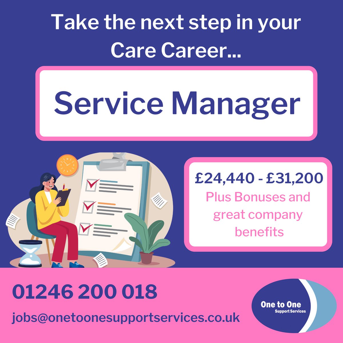 OneToOneSupport's tweet image. Are you looking to take the next step in your care career? Become a Service Manager and lead one of our Care teams...

✨£24,440 - £31,200

To find out more or to apply for this role please contact 01246 200 018, Email or PM us today!