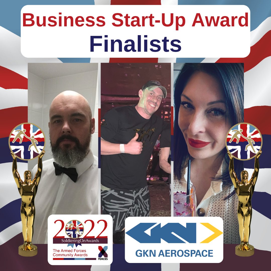 The <a href="/GKNAero/">GKN Aerospace</a> Business Start-Up Award honours those within the #ArmedForcescommunity who have started a successful new business venture since 2020

Our brilliant finalists are:

▪️ @HomesNda
▪️ <a href="/Murrayhambro/">Murray hambro</a> 
▪️ Jammy10 Cocktail Club

Meet them 👉 bit.ly/soastart