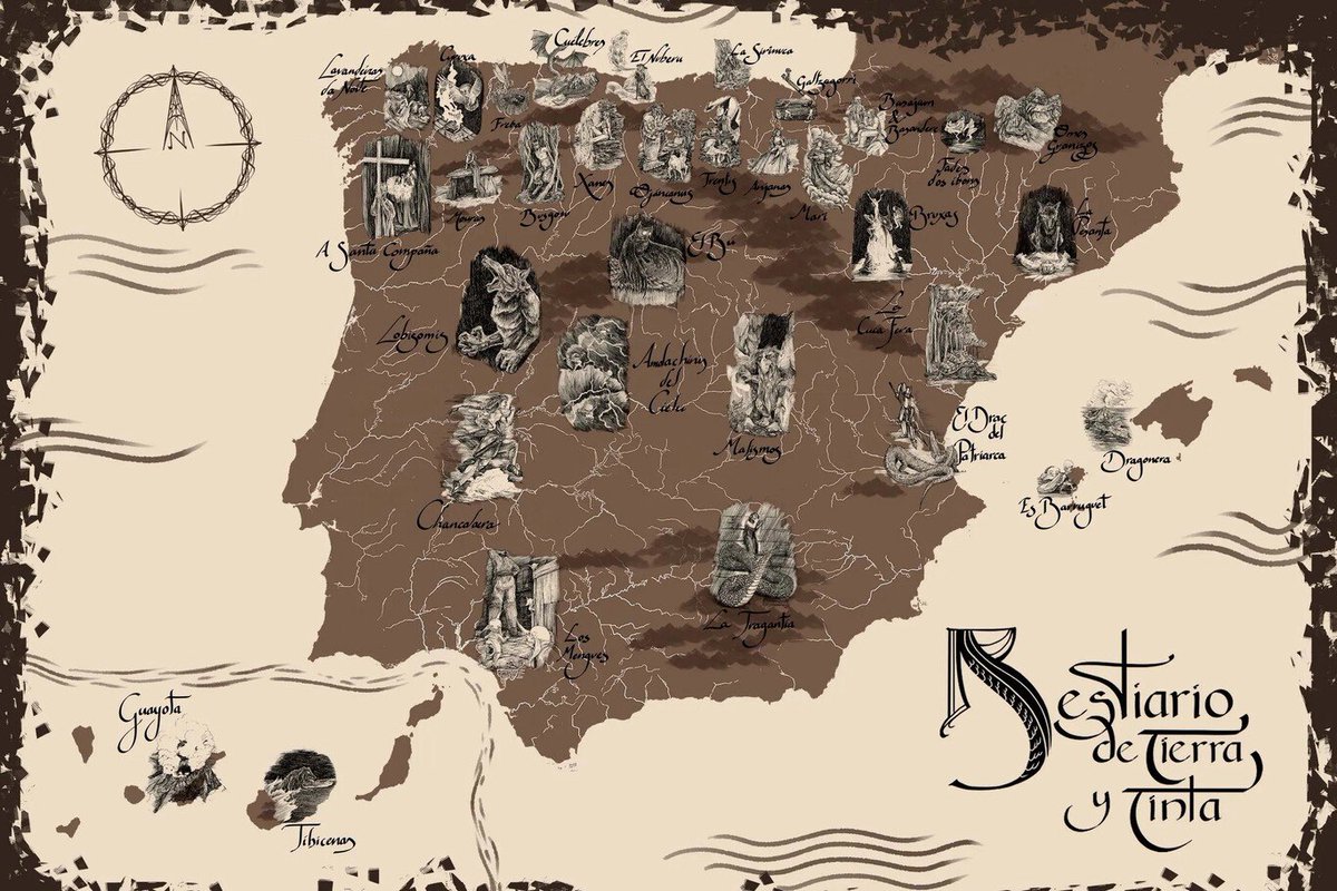 Una curiosidad para el día hoy... @asanchisull nos informa a través en este artículo publicado @magnet_es del proyecto 'Bestiario de Tierra y Tinta' donde se recogen 'Las criaturas mitológicas del folclore español', ilustradas en un fascinante mapa 👉bit.ly/3DHCsdY