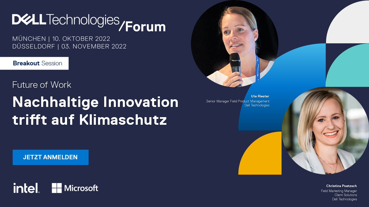 Ute Riester und Christina Poetzsch stellen auf dem #DellTechForum Innovationen in Design und Materialien für Clients-Produkte und Verpackungen vor. Hier anmelden ➡️ dell.to/3zn3LX9 #iwork4dell