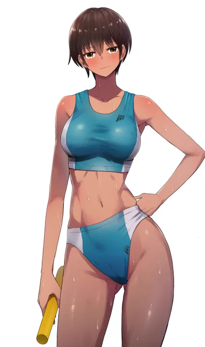 青いセパレートユニの娘 