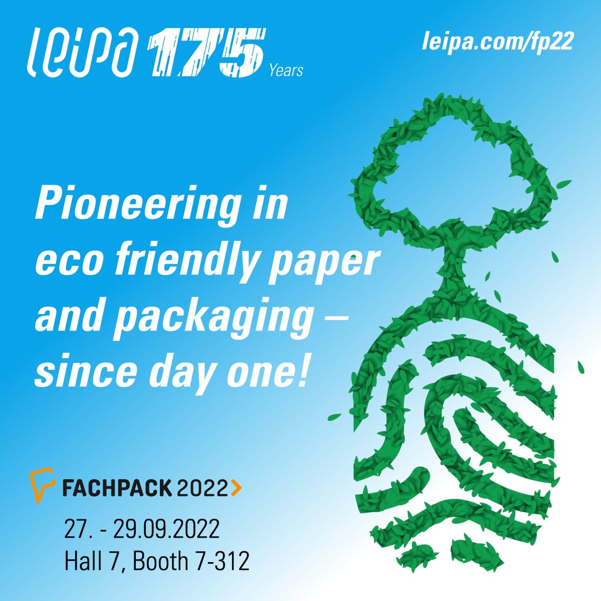 Leipa_Group's tweet photo. LEIPA at FACHPACK 2022 - booth 7-312/hall 7!
We are looking forward to meet you!
Please visit https://t.co/cjDzo0vyBx for all details and information about our sustainable products and solutions as well as our offerings for live presentations.
#LEIPA #LEIPAgroup #FACHPACK https://t.co/AiewJzCUL4