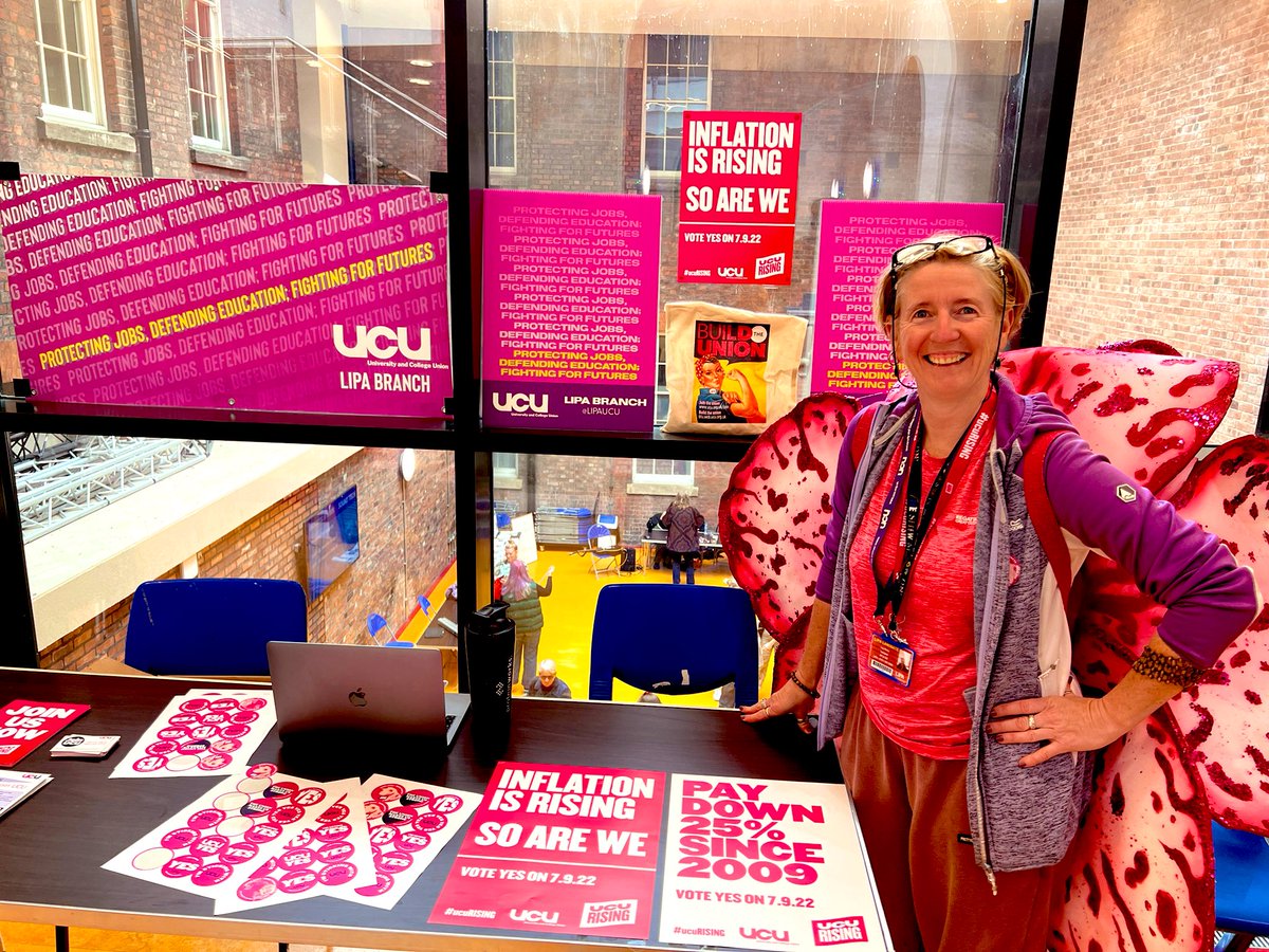 LIPAUCU's tweet photo. You might spot some of our reps at today’s Freshers Fair on campus 👀 come say hi! We are a friendly bunch! 👋🏻 😊 #ucuRISING #ProtectingJobs #DefendingEducation #FightingForFutures great to see LIPA Student’s Union and @EquityLiverpool here too! @DrJoGrady @paulwfleming https://t.co/B0QvVtNisJ